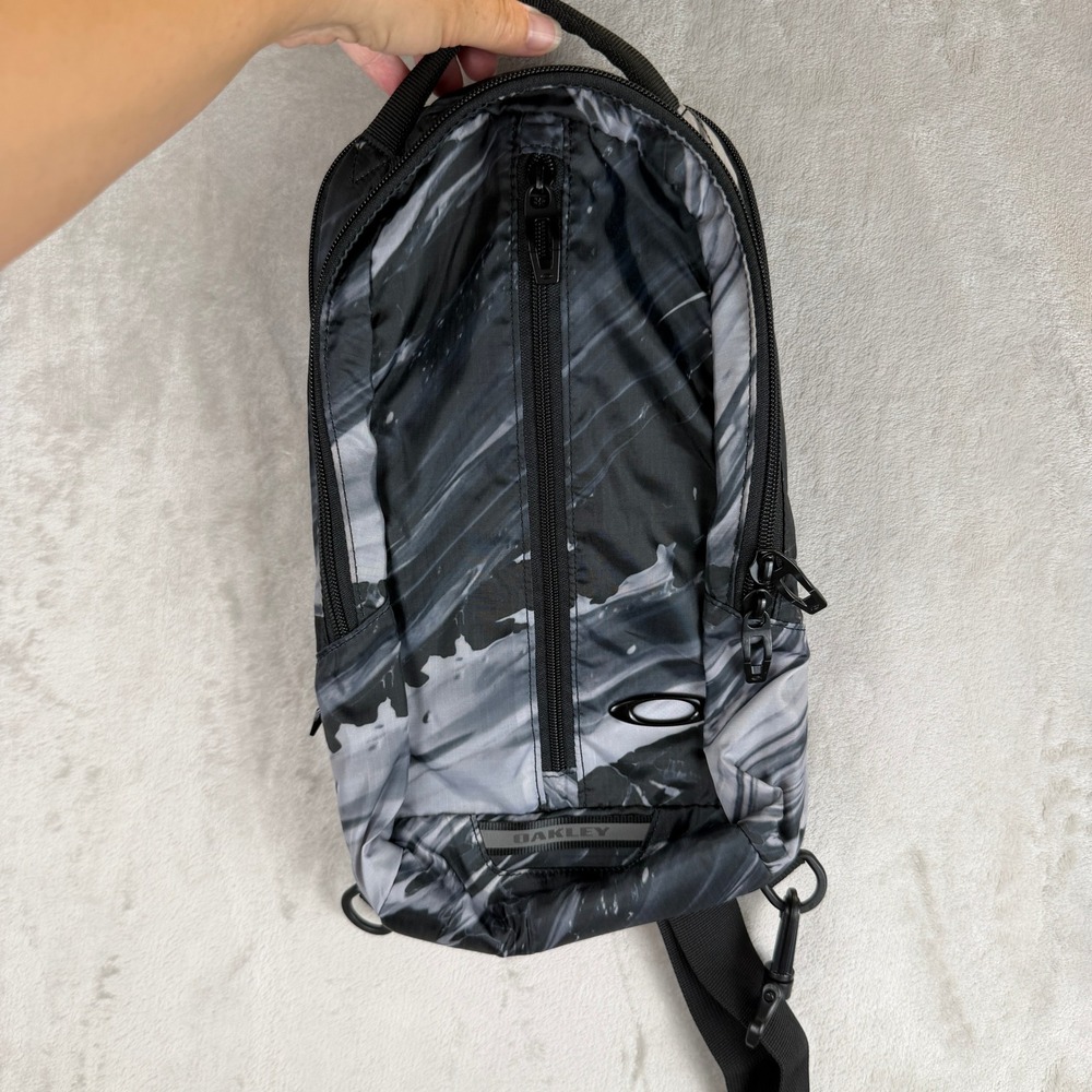 Oakley Street Sling Bag Black White Marble Print Ripstop Crossbody Backpack